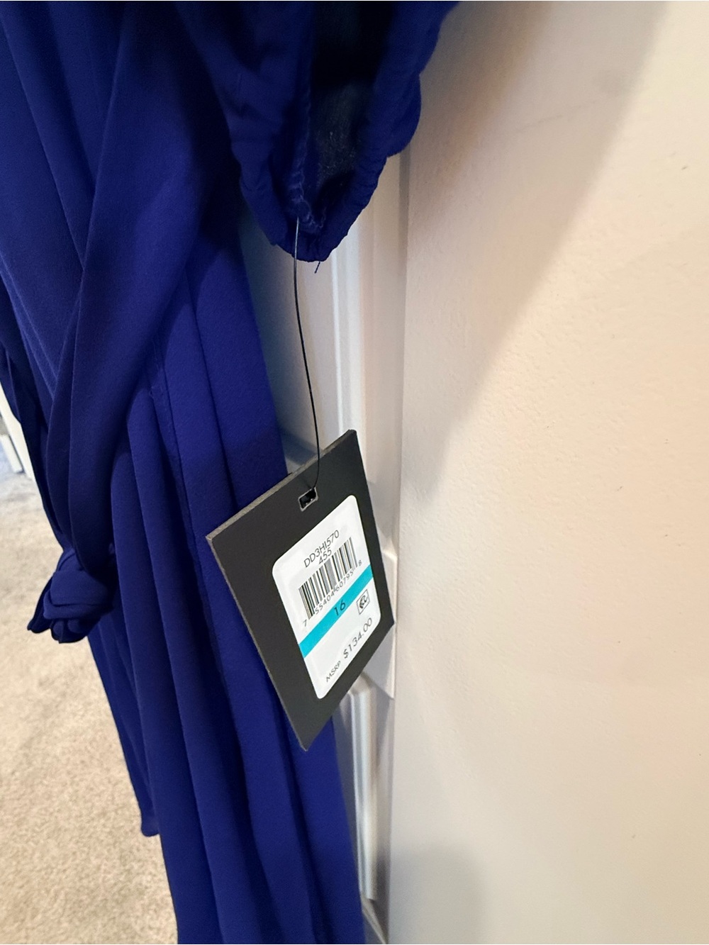 Dkny Electric Blue Faux-Wrap Midi Dress - Picture 4 of 4